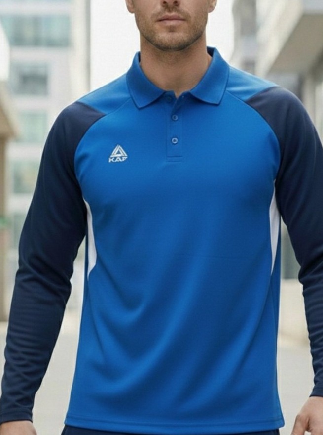 Kapspor Erkek Polo Yaka Mavi Sweatshirt KAP-00061