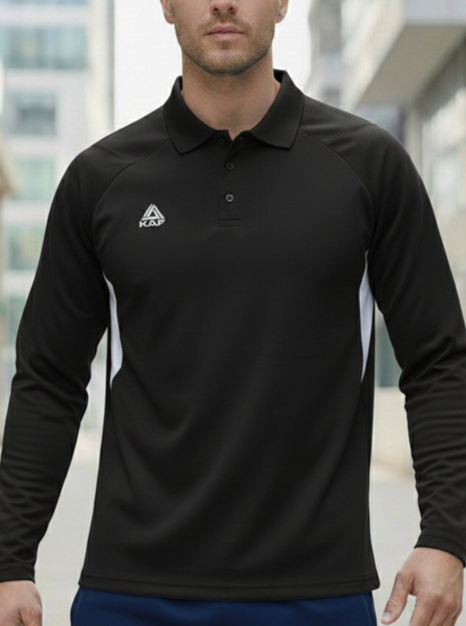 Kapspor Erkek Polo Yaka Siyah Sweatshirt KAP-00062