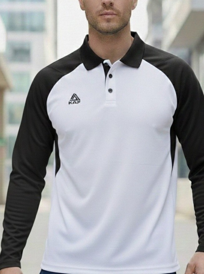 Kapspor Erkek Polo Yaka Beyaz Sweatshirt KAP-00063