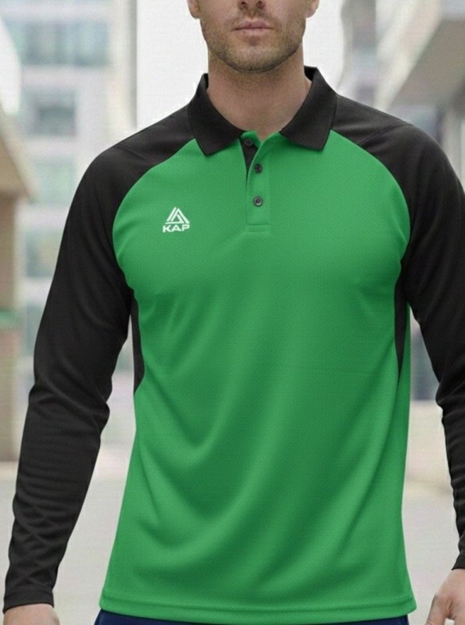Kapspor Erkek Polo Yaka Yeşil Sweatshirt KAP-00065