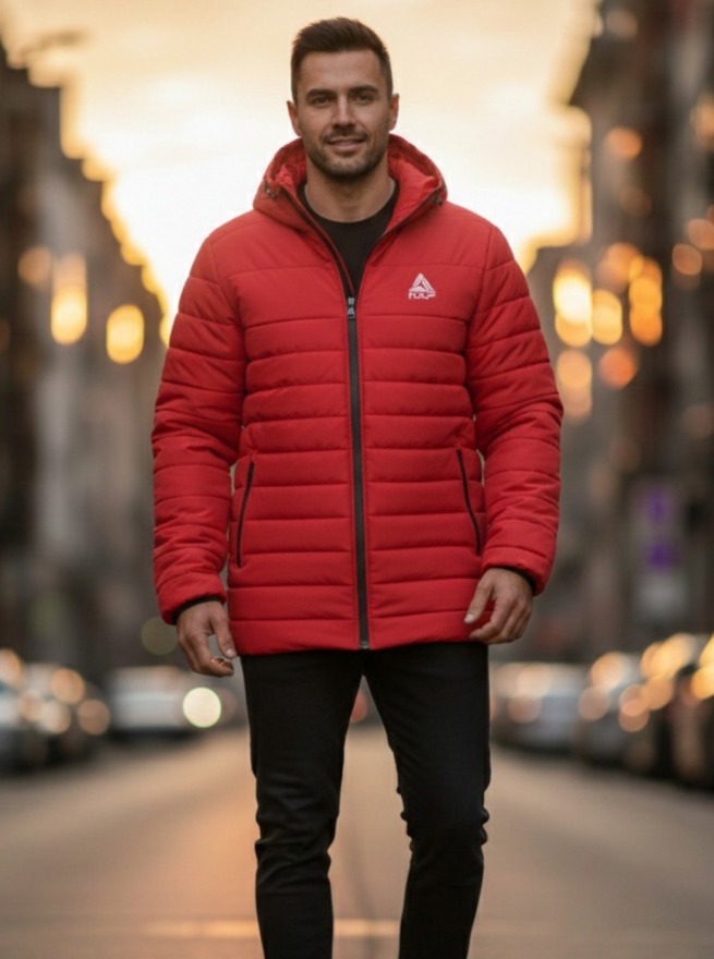 Kapspor Erkek Kırımızı Kapüşonlu Mont KAP-00087